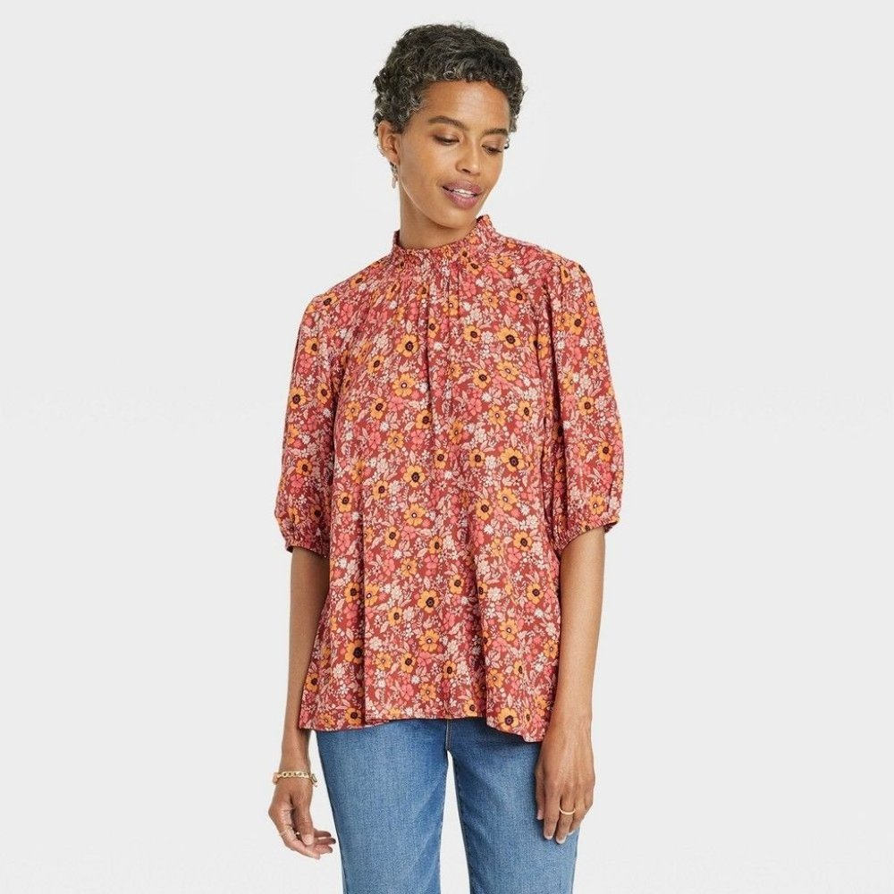 Women's Short Sleeve Top Knox Rose Desert Red Keyhole Size XL
